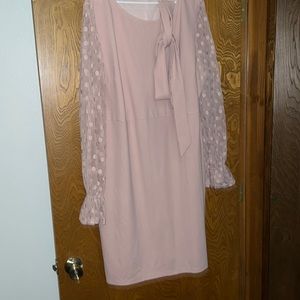 Polka dot sleeves Dress 4X mauve color